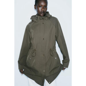 Women's Zara Technical Effect Fabric Long Jacket Size M